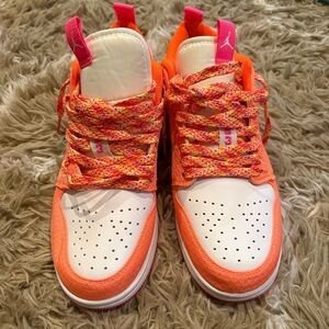 Nike Orange and White Sneakers with Pink Accents